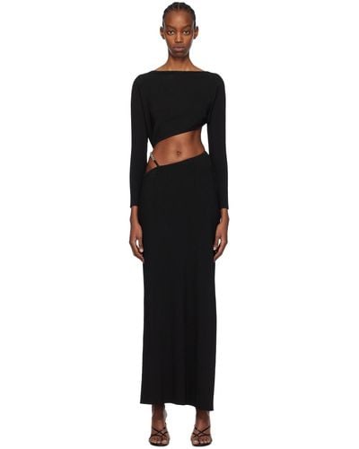 Gcds Black Asymmetric Maxi Dress