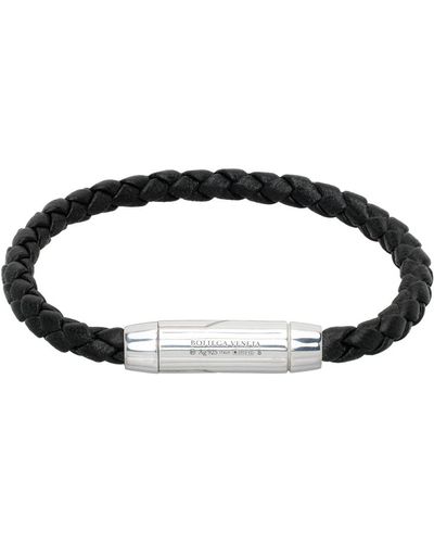 Bottega Veneta Black Braid Leather Bracelet