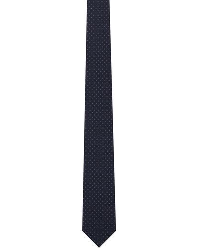 Ferragamo Cravate bleu marine et bleu à imprimé gancini - Noir