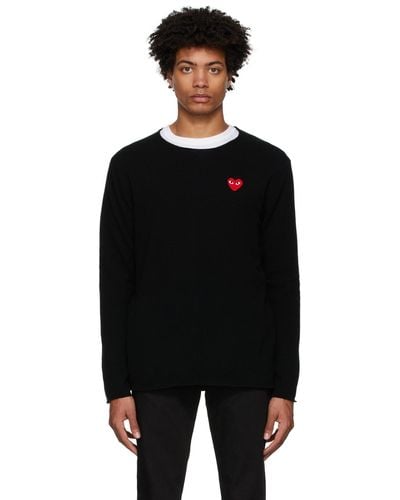COMME DES GARÇONS PLAY Comme Des Garçons Play Black & Red Wool Heart Patch Jumper