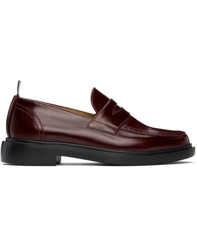 Thom Browne Burgundy Classic Penny Loafers - Black