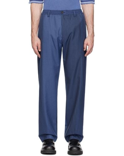 Marni Pantalon bleu marine à rayures fines