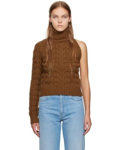 Max Mara Brown Single-shoulder Sweater - Orange