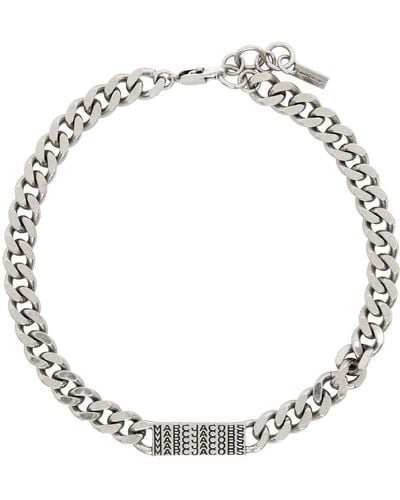 Marc Jacobs Silver 'the Barcode Monogram Id Chain' Necklace - Metallic