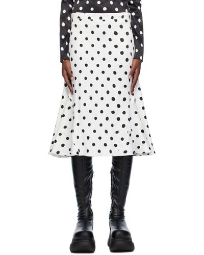 Marni White & Black Polka Dot Midi Skirt