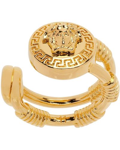Versace Gold Safety Pin Ring - Metallic