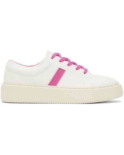 Ganni White & Pink Sporty Mix Cupsole Sneakers - Black