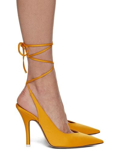 The Attico Yellow Venus Slingback Heels - Brown