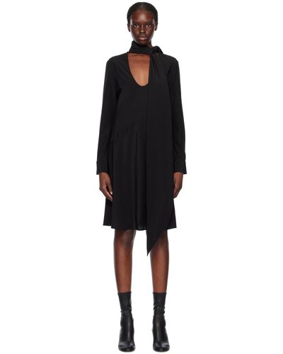 Helmut Lang Robe midi noire à foulard