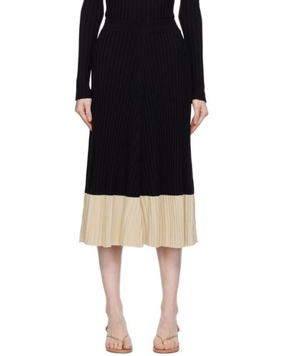 Bevza Colorblocked Midi Skirt - Black