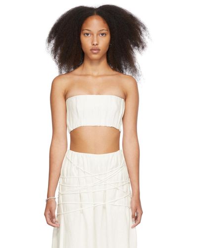 Sir. The Label Whtie Organic Linen Cleide Bandeau - White