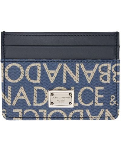 Dolce & Gabbana ネイビー コーティング ジャカード カードケース - ブルー