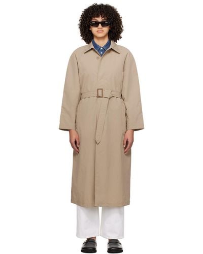 A.P.C. . Beige Crinkled Trench Coat - Multicolour