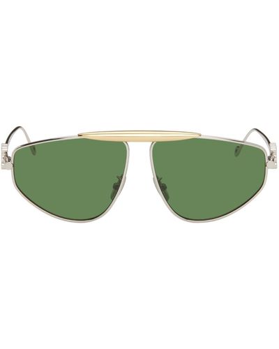 Loewe Silver & Green Aviator Sunglasses