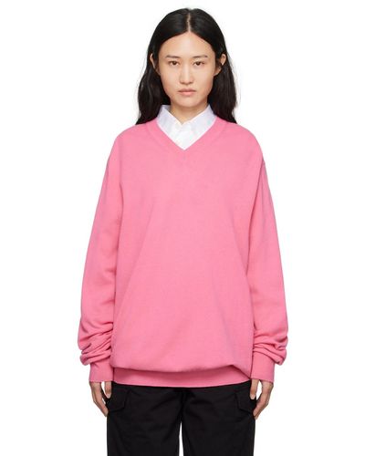 Comme des Garçons Pull rose à col en v