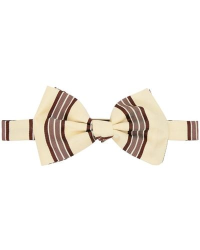 Dries Van Noten Beige & Brown Striped Bow Tie - Black