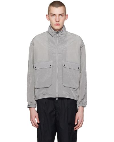 Emporio Armani Blouson gris en taffetas texturé