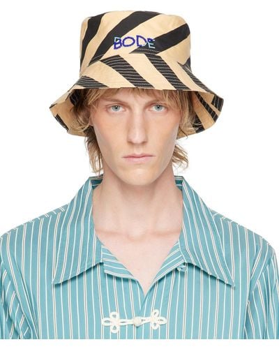 Bode Domino Stripe Bucket Hat - Blue