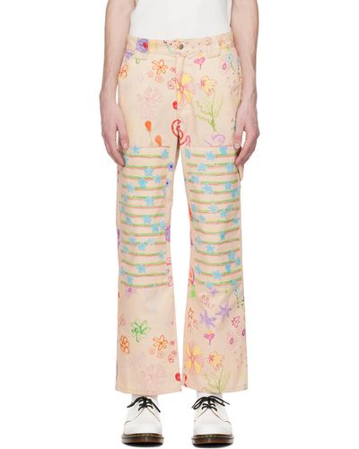 Collina Strada Off- Doodle Flower Chason Jeans - Multicolour
