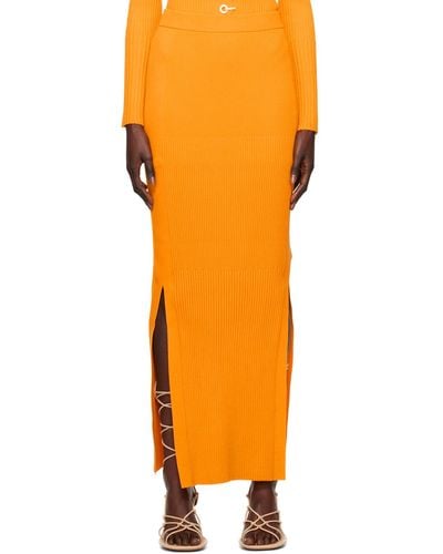 Dion Lee Yellow Gradient Maxi Skirt - Orange