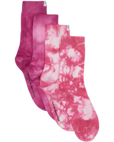 Socksss Ensemble de deux paires de chaussettes roses à motif tie-dye