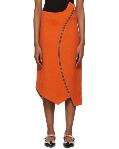 Nina Ricci Asymmetric Zip Midi Skirt - Orange