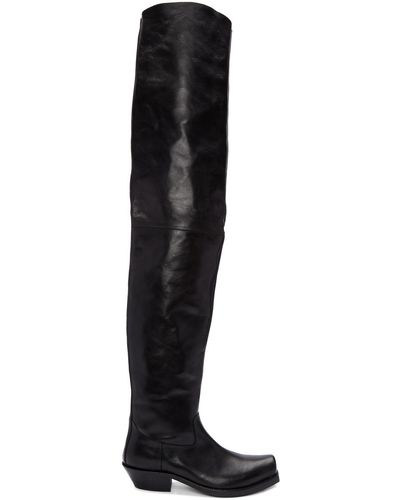 Vetements Black Leather Over-the-knee Boots