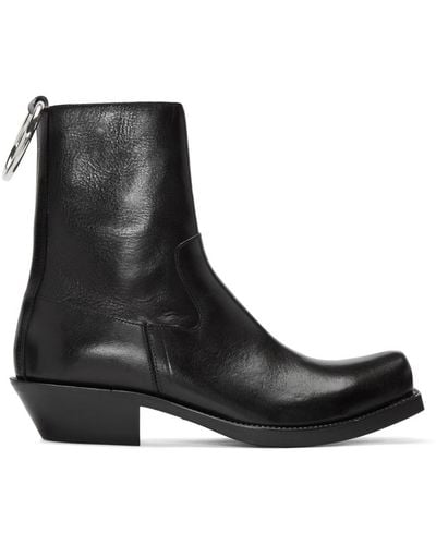 Vetements Black Leather Ring Ankle Boots