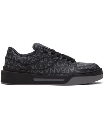 Dolce & Gabbana Roma Logo-embellished Leather Low-top Trainers - Black