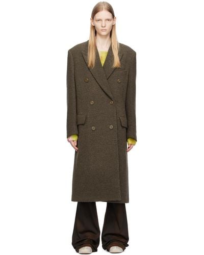 Acne Studios Taupe Double Breasted Coat - Black