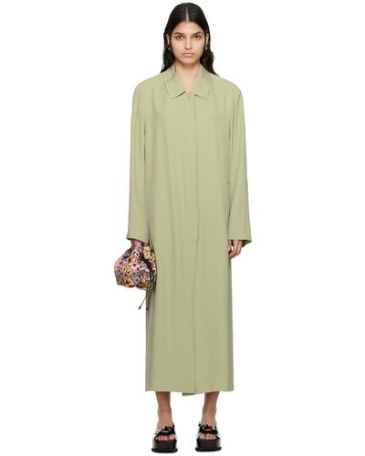 Dries Van Noten Trench vert à fente