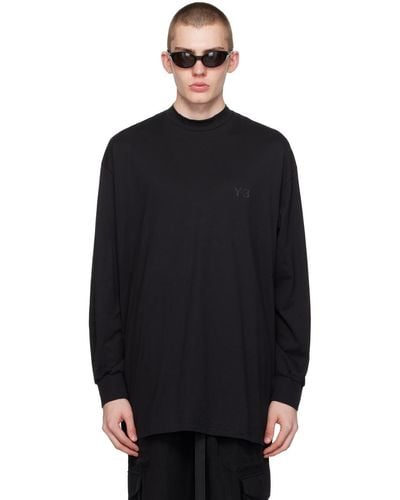 Y-3 Mock Neck Long Sleeve T-shirt - Black