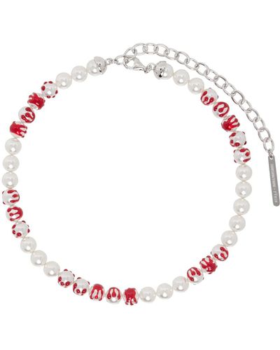 ShuShu/Tong Collier blanc à perles et à ornements graphiques édition yvmin exclusif à ssense - Rouge