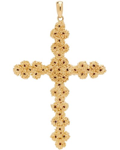 Veneda Carter Grand pendentif graphique vc043 doré à rubis - Métallisé
