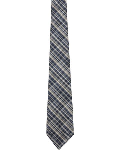 RRL Cravate bleu marine et blanc à carreaux - Noir