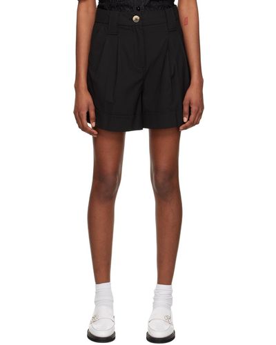 Ganni Black Drapey Shorts