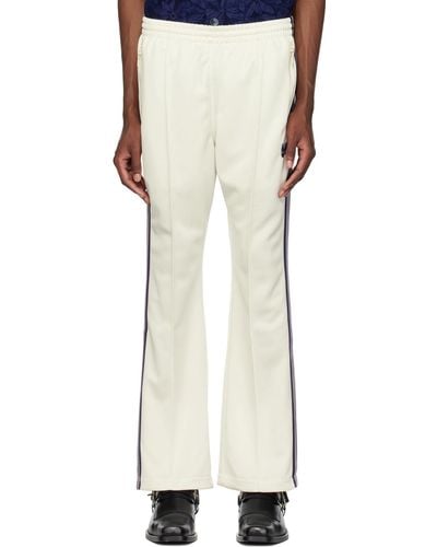 Needles Off- Embroide Track Trousers - White
