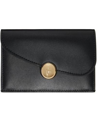 Ferragamo Black Asymmetrical Flap Credit Card Holder