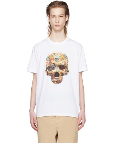 PS by Paul Smith T-shirt blanc à image de crâne