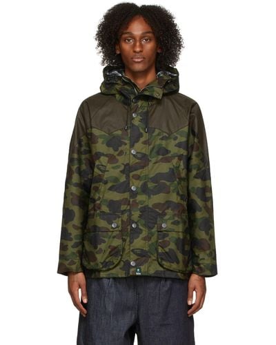 A Bathing Ape Barbour Edition Camo Bedale Snowboard Jacket - Green