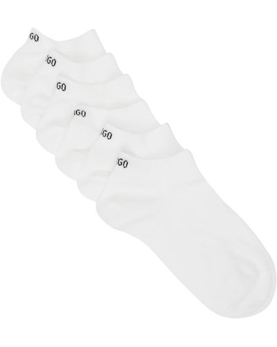 HUGO Ensemble de six paires de chaussettes blanches à logo brodé