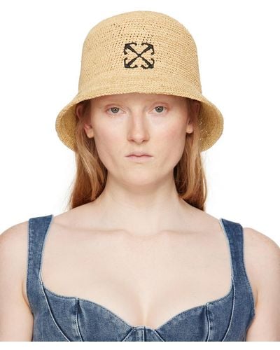 Off-White c/o Virgil Abloh Arrows-embroidered Raffia Bucket Hat - Natural