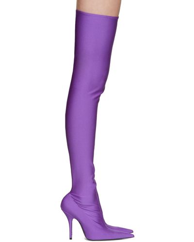 Balenciaga Spandex Thigh Boots - Purple