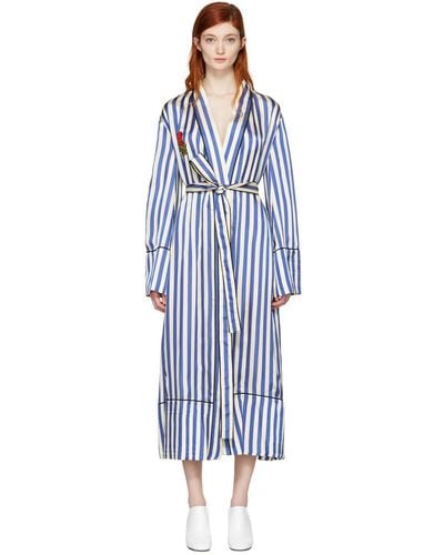 Off-White c/o Virgil Abloh Blue Striped Pajama Robe