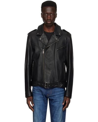 HUGO Black Zip Leather Jacket