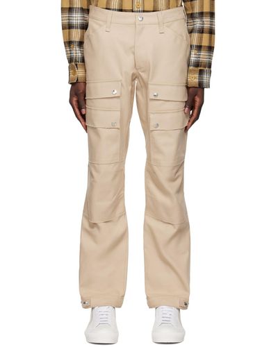 Burberry Beige Embroidered Cargo Pants - Natural