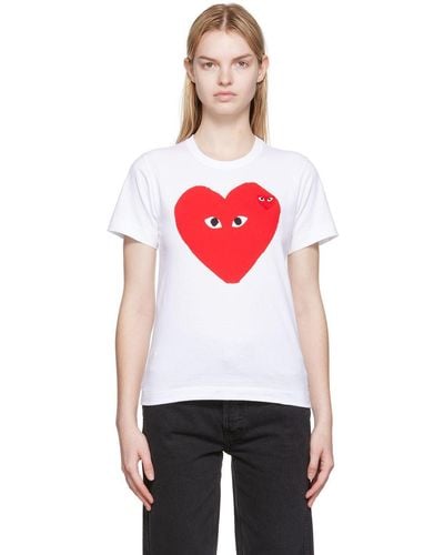 COMME DES GARÇONS PLAY 'red Heart' T-shirt - White