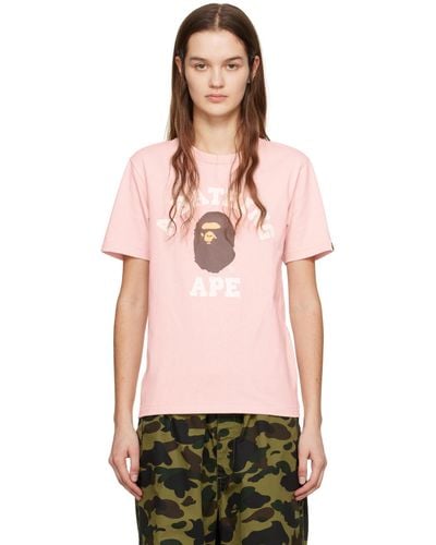 A Bathing Ape College T-shirt - Pink