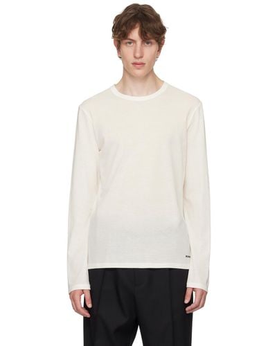 Jil Sander White Printed Long Sleeve T-shirt - Black