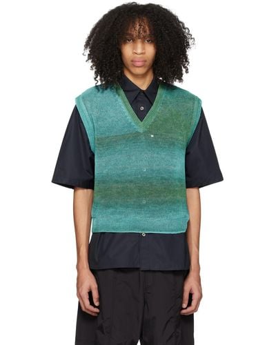 WOOYOUNGMI Green & Blue Gradient Stripe Vest